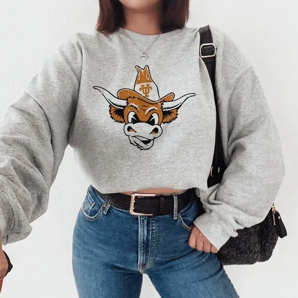 Bevo Blast from the Past Vintage UT Austin Dark Grey Sweatshirt - Picture 2 of 6